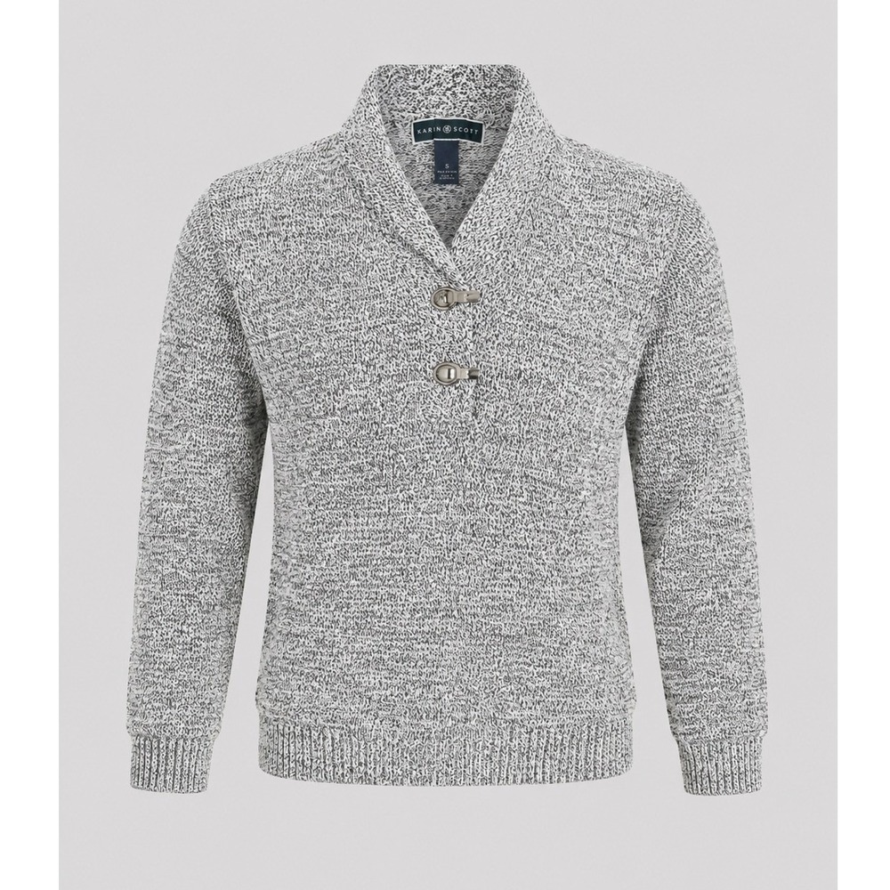 Karen Scott Mens Small Gray Marled Cotton‎ Shawl Collar Toggle Pullover Sweater